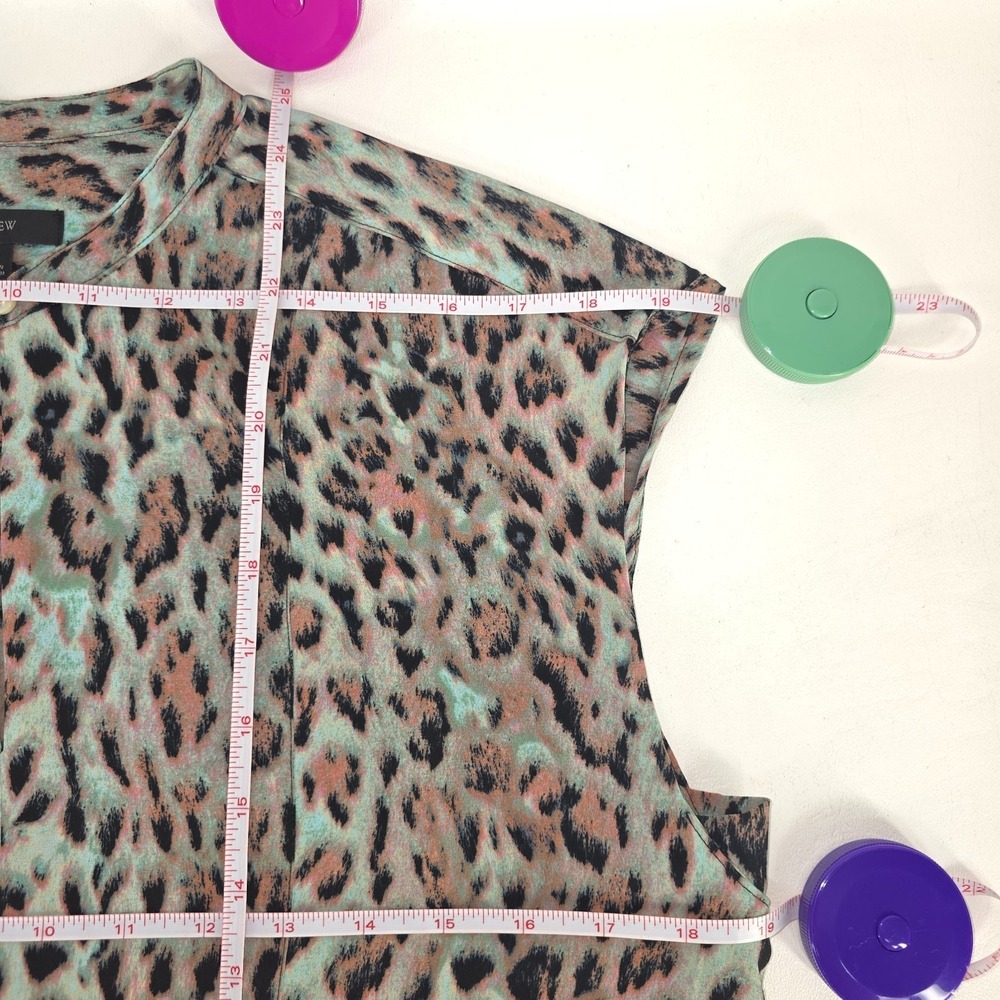 J Crew Leopard Print Blouse Women Small Sleeveless Keyhole Neck Colorful Mobwife - Picture 3 of 16